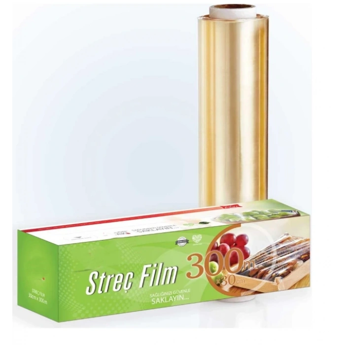 Gıda Streç Film 30 cm x 300 mt Kutulu Özel Kesme Bıçak Aparatı ile
