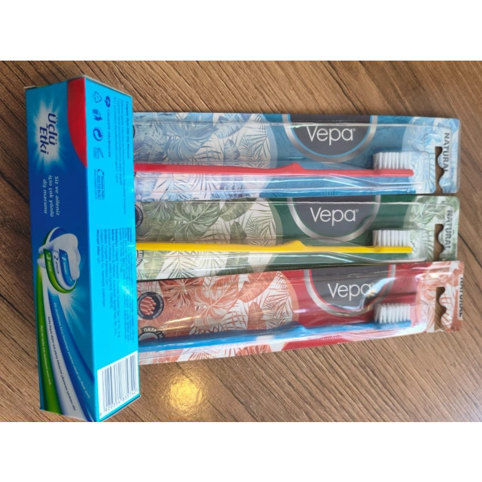 3LÜ ETKİ DİŞ MACUNU 1 ADET 50MM NATURAL ORTA DİŞ FIRÇASI 3 ADET