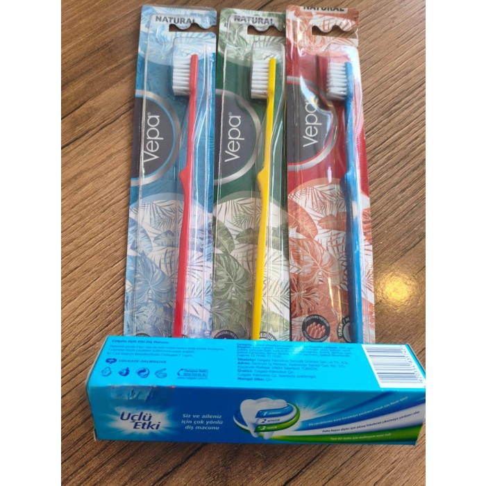 3LÜ ETKİ DİŞ MACUNU 1 ADET 50MM NATURAL ORTA DİŞ FIRÇASI 3 ADET