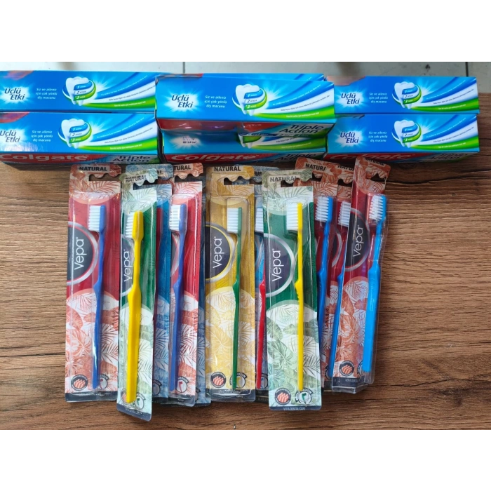 3LÜ ETKİ DİŞ MACUNU 7 ADET 50MM NATURAL ORTA DİŞ FIRÇASI 20 ADET