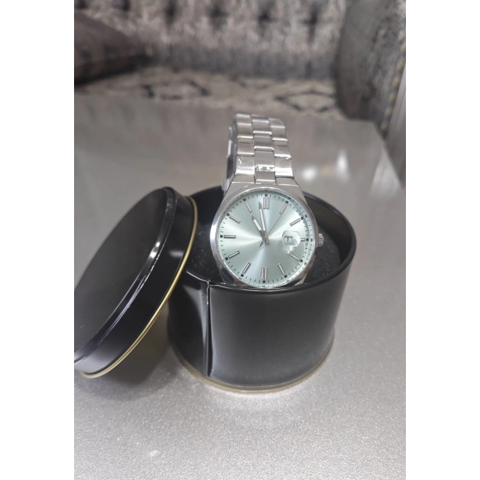 ANALOG QUARTZ MAKİNA GÜMÜŞ ÇELİK KORDON BEYAZ KADRAN ERKEK KOL SAATİ