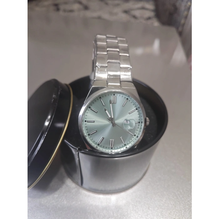 ANALOG QUARTZ MAKİNA GÜMÜŞ ÇELİK KORDON BEYAZ KADRAN ERKEK KOL SAATİ