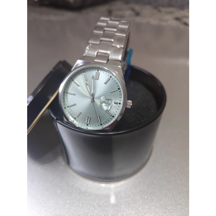 ANALOG QUARTZ MAKİNA GÜMÜŞ ÇELİK KORDON BEYAZ KADRAN ERKEK KOL SAATİ