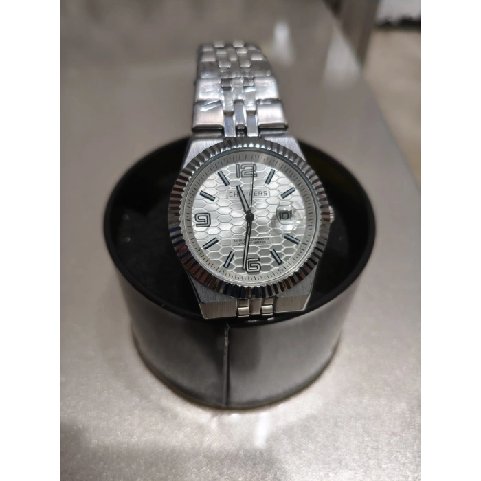 ANALOG Quartz Makina METAL ERKEK KOL SAATİ BEYAZ KADRAN SU GEÇİRMEZ