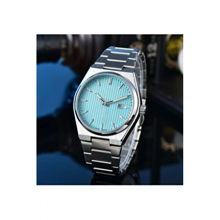 ANALOG Quartz Makina METAL ERKEK KOL SAATİ MAVİ KADRAN