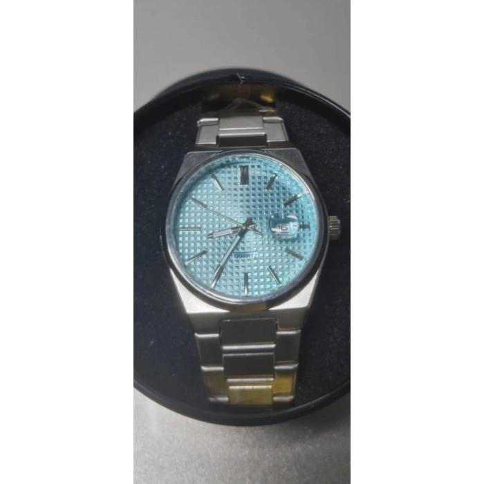 ANALOG Quartz Makina METAL ERKEK KOL SAATİ MAVİ KADRAN