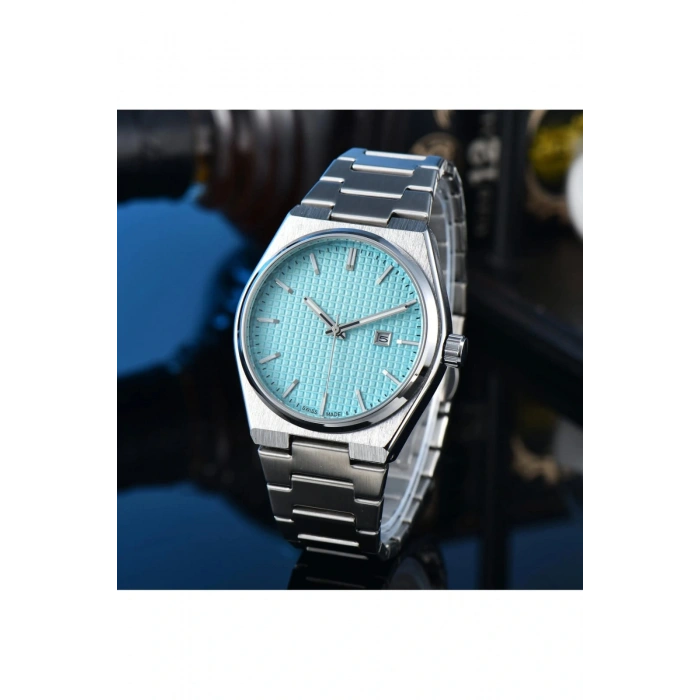 ANALOG Quartz Makina METAL ERKEK KOL SAATİ MAVİ KADRAN