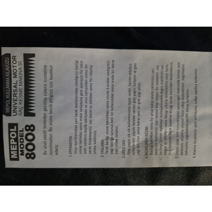 Evcil Hayvan Traş Makinesi Mepol 8008 Köpek Traş Aleti