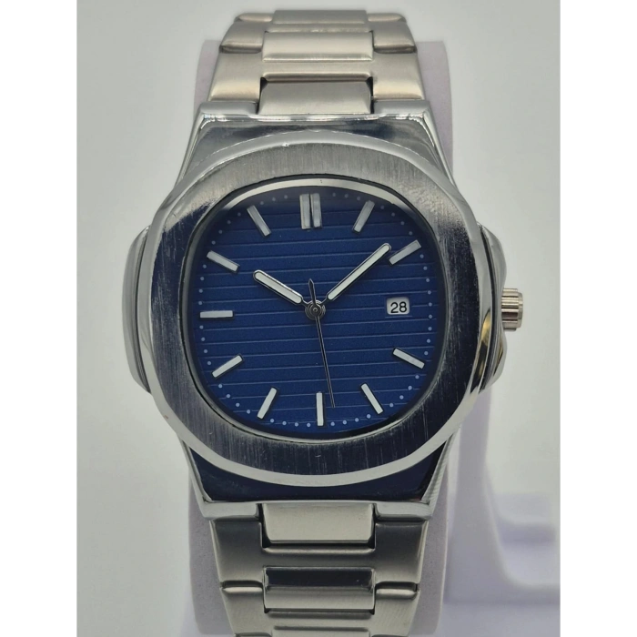 Kare Kasa Erkek Kol Saati - Gümüş renk kordon, Paslanmaz Çelik, Lacivert kadran(Eşref Tek)