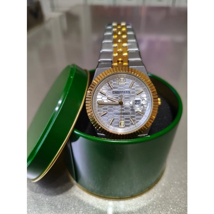 Şık Tasarım | Çelik & Altın Tonlu Bilezik | Tarih Göstergesi - Erkek Kol Saati