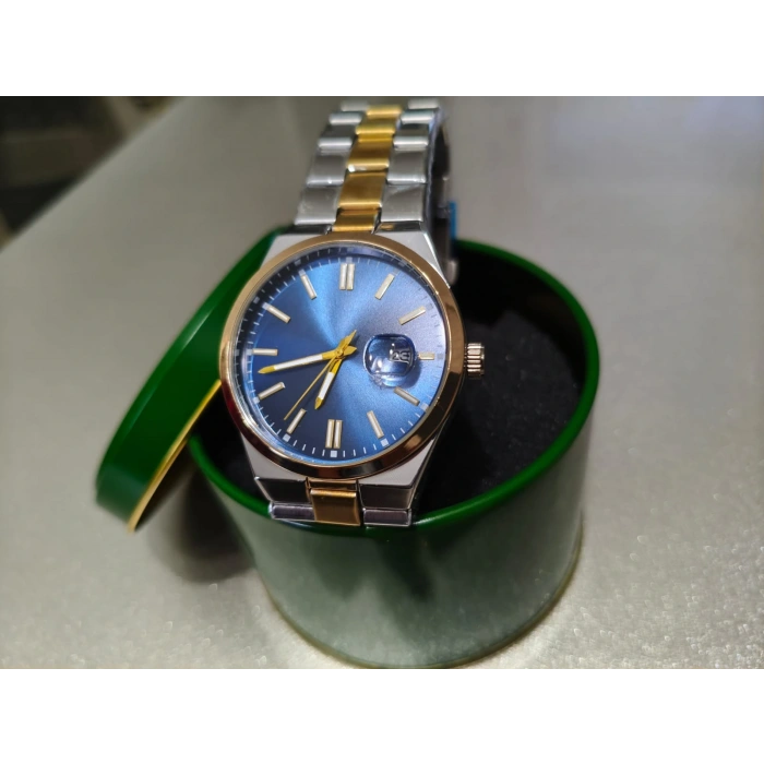 Şık Tasarım Kol Saati – Mavi Kadran / Çelik + Gold Kordon