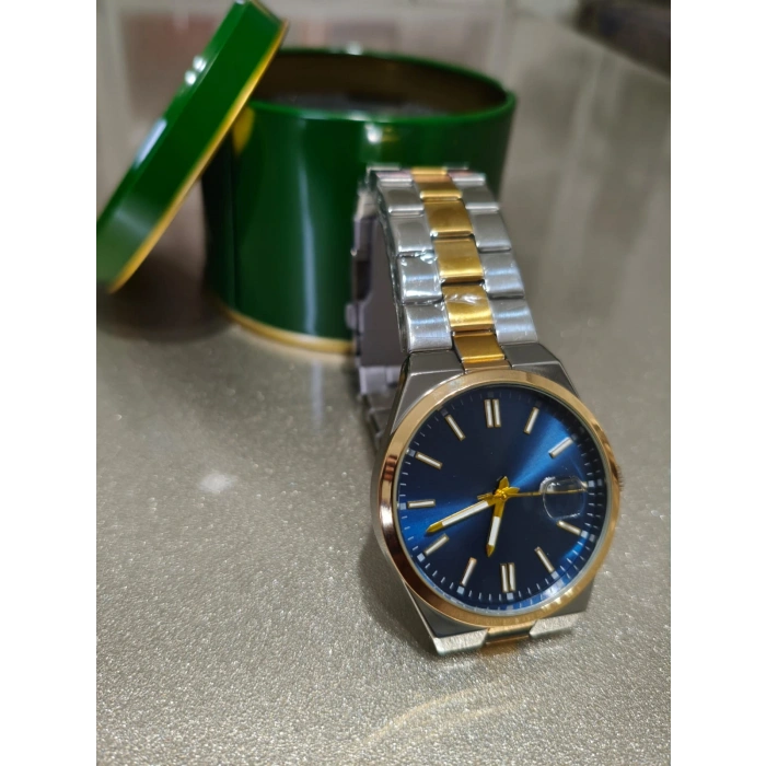 Şık Tasarım Kol Saati – Mavi Kadran / Çelik + Gold Kordon