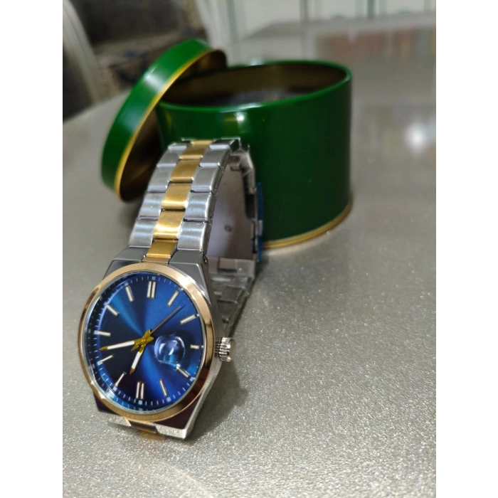 Şık Tasarım Kol Saati – Mavi Kadran / Çelik + Gold Kordon