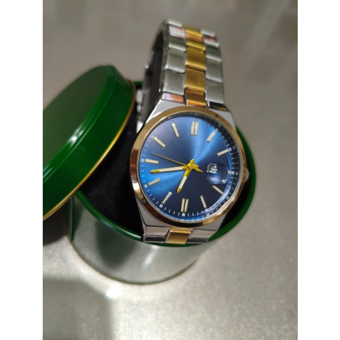 Şık Tasarım Kol Saati – Mavi Kadran / Çelik + Gold Kordon