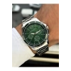 Gümüş Çelik Kordon Erkek Kol Saati Takvimli Yeşil Kadran Özel Kutusunda