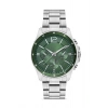 Gümüş Çelik Kordon Erkek Kol Saati Takvimli Yeşil Kadran Özel Kutusunda