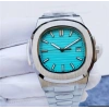 Kare Kasa Erkek Kol Saati - Gümüş renk kordon, Paslanmaz Çelik, Turkuaz kadran(Eşref Tek)