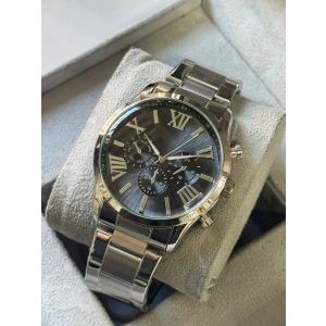 Gümüş Çelik Kordon Erkek Kol Saati Takvimli Siyah Kadran Özel Kutusunda