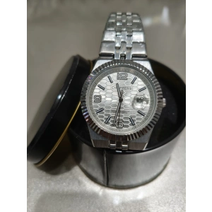 ANALOG Quartz Makina METAL ERKEK KOL SAATİ BEYAZ KADRAN SU GEÇİRMEZ