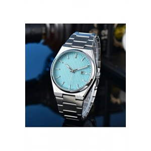 ANALOG Quartz Makina METAL ERKEK KOL SAATİ MAVİ KADRAN