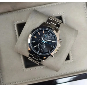 Erkek Saat Çelik Kordon Kronograf Tasarım Siyah kadran Quartz Kol Saati