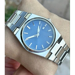 Gümüş Çelik Kordon Erkek Kol Saati Takvimli Lacivert Kadran Özel Kutulu