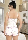 Kadın Ayıcık ve Çiçek Desenli Şortlu Gecelik Takım 5113