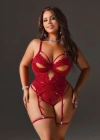 Kadın Büyük Beden Kırmızı Seksi Tasarım  Fantezi Jartiyer Takımı 8016