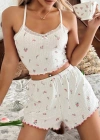 Kadın Çiçek Desenli Dantel Askılı Şortlu Pijama Takımı 5235