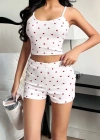 Kadın Kalp Desenli Askılı Şortlu Pijama Takımı 5236