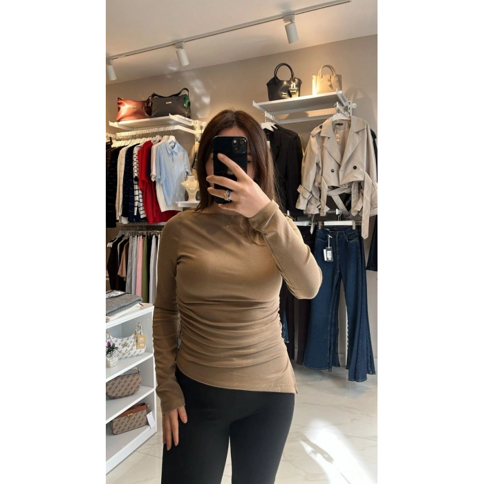 Dilvin Kayık Yaka Vizon Top