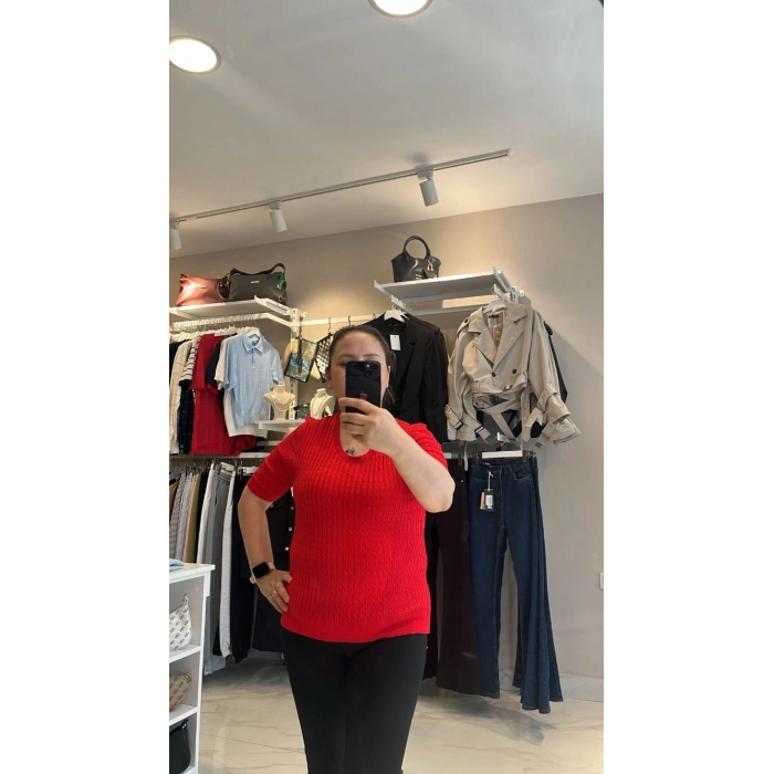 Örgü Dokulu Bisiklet Yaka Premium Triko