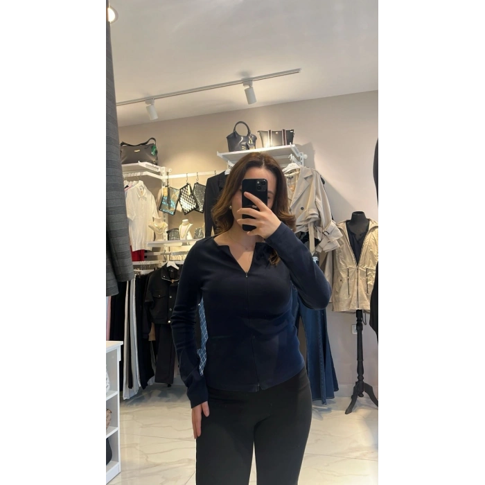 Dilvin Çift Fermuar Detaylı Premium Top