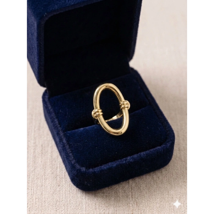 Oval Halka Formlu Gold Yüzük