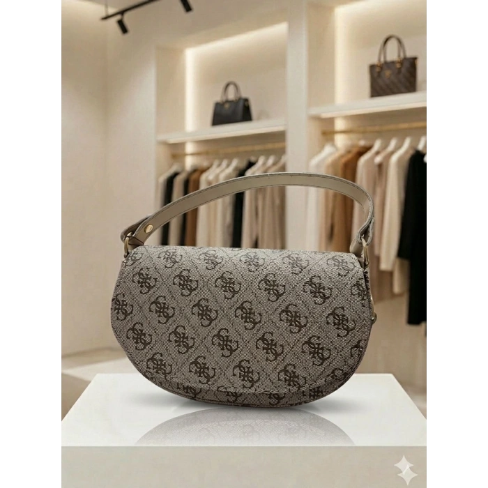 Monogram Baskılı Premium Yarım Ay Omuz Çantası