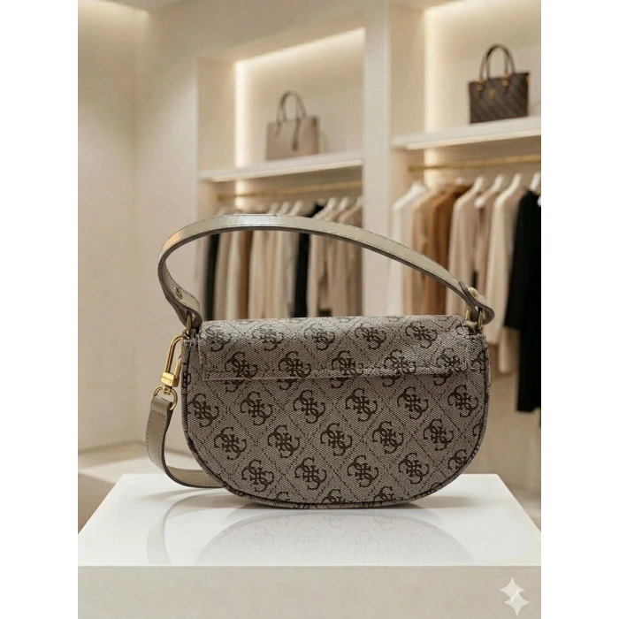 Monogram Baskılı Premium Yarım Ay Omuz Çantası