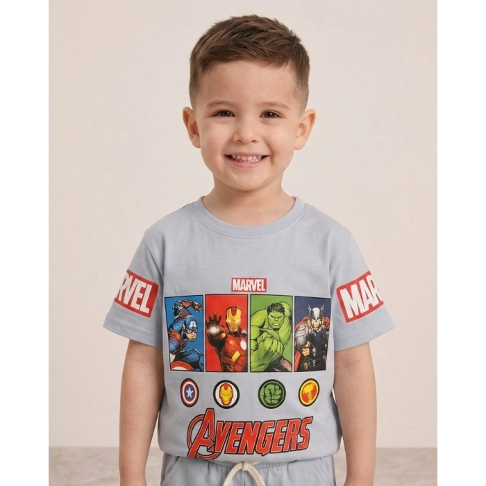 Avengers Karakter Baskılı Erkek Çocuk Şortlu Takım