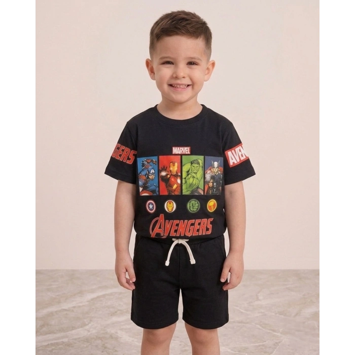 Avengers Karakter Baskılı Erkek Çocuk Şortlu Takım