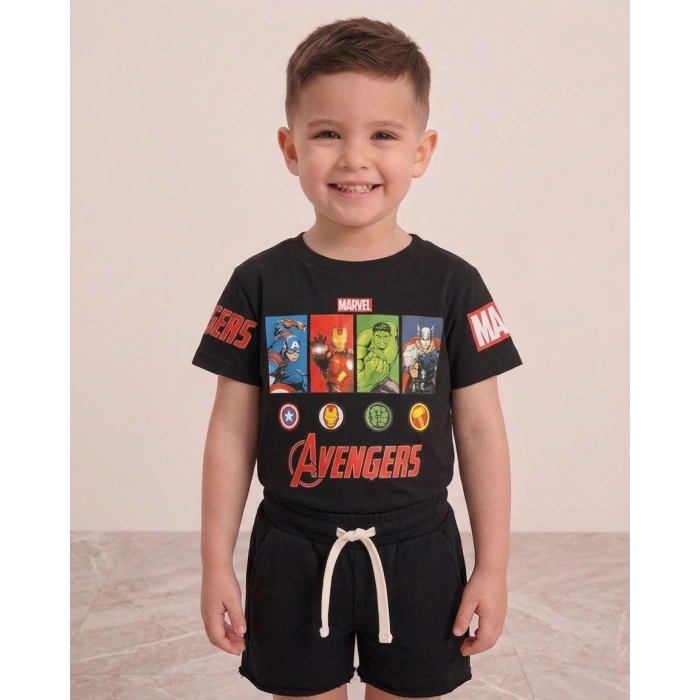 Avengers Karakter Baskılı Erkek Çocuk Şortlu Takım