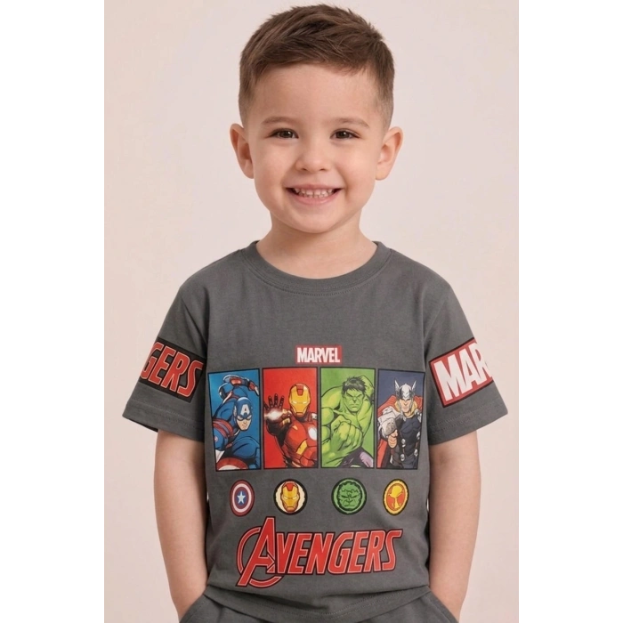 Avengers Karakter Baskılı Erkek Çocuk Şortlu Takım