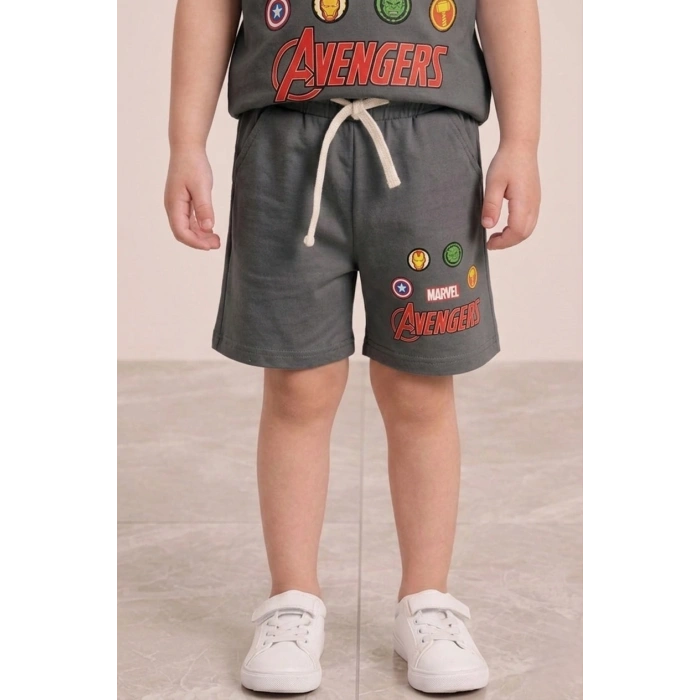 Avengers Karakter Baskılı Erkek Çocuk Şortlu Takım