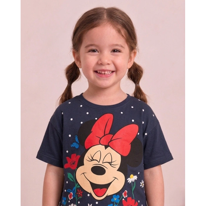 Kız Çocuk Minnie Mouse Baskılı Çiçek Desenli Takım
