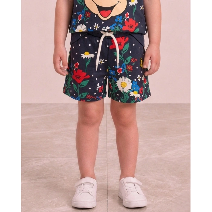 Kız Çocuk Minnie Mouse Baskılı Çiçek Desenli Takım