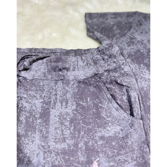 Batik Desenli Gri İkili Takım