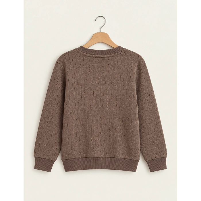 Bisiklet Yaka Kahve Çocuk Sweatshirt