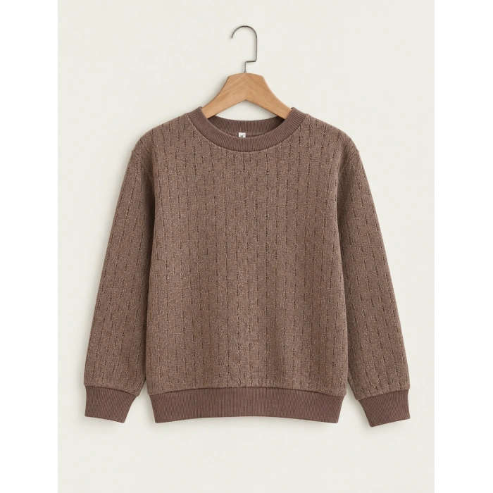 Bisiklet Yaka Kahve Çocuk Sweatshirt