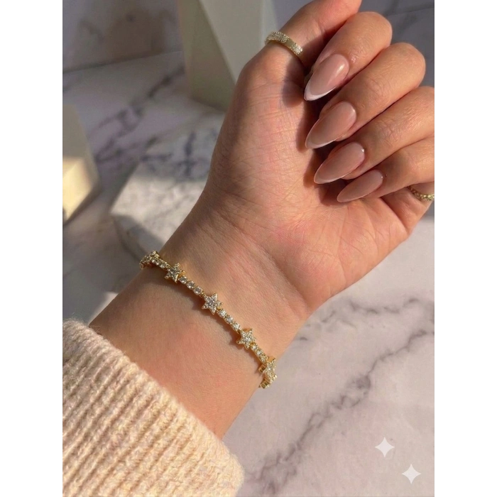 Gökyüzü Temalı Minimalist Yıldız Bileklik - Gold