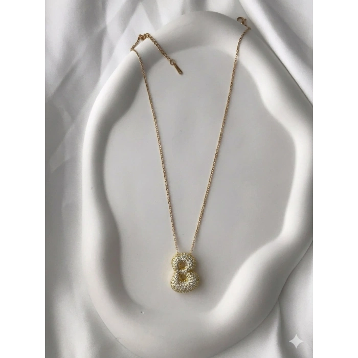 Gold Harfli Kolye
