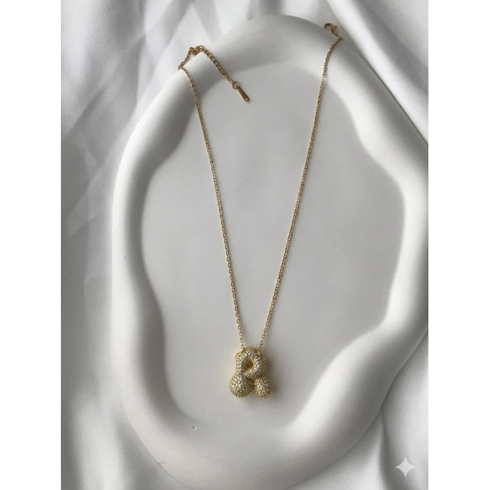 Gold Harfli Kolye
