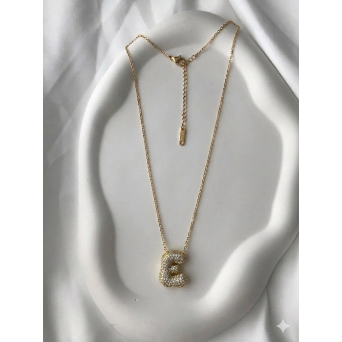 Gold Harfli Kolye